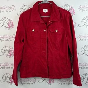 Cleo jacket coat button up silver classic collared Women's Bold Red Jean Jacket